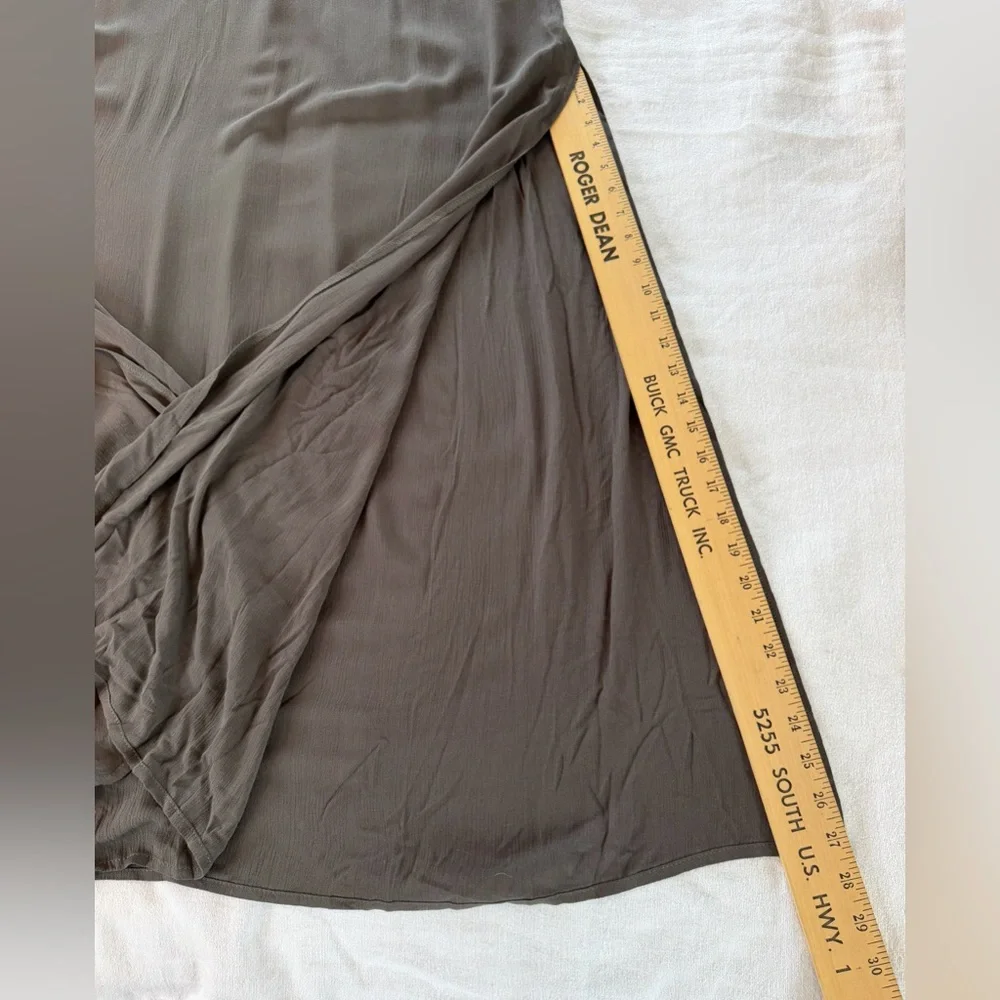 NWT Olive Green Halter Maxi Dress Open Back Pockets Side Slits Size L - Picture 10 of 12